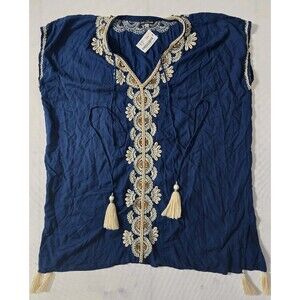 NWT South Moon Under Bohemian Embroidered Top Blouse Shirt /Swim Cover Size S